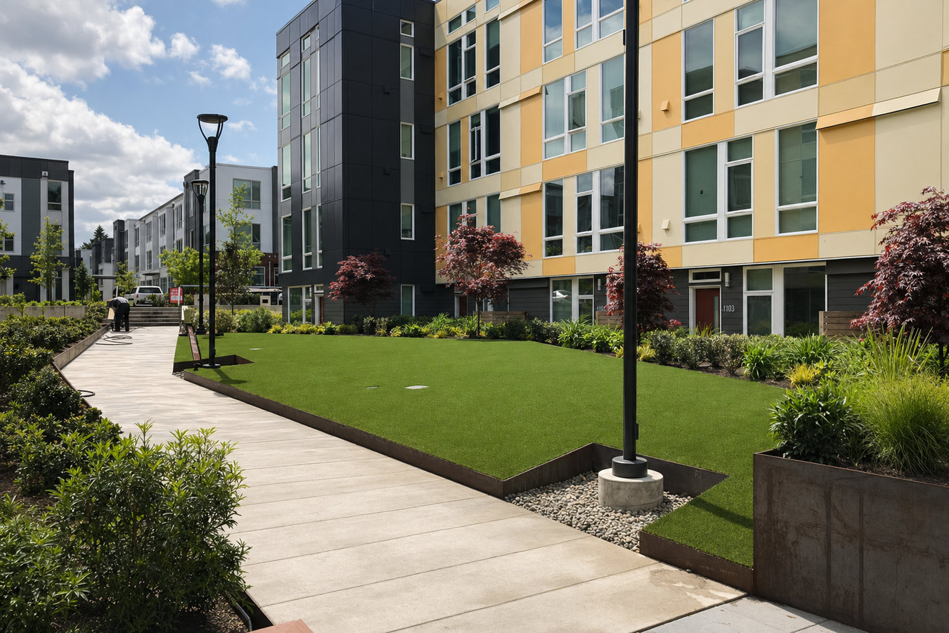 Commercial turf installation